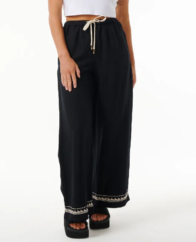 Soleil Wide Leg Pant - Black Comfortable Pleated Pants