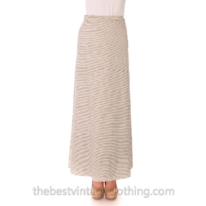 Vintage 1970s Vuokko Striped Wrap Skirt Designer Maxi Black Cream Jokapoika Striped  Size M velvet skirt glossy