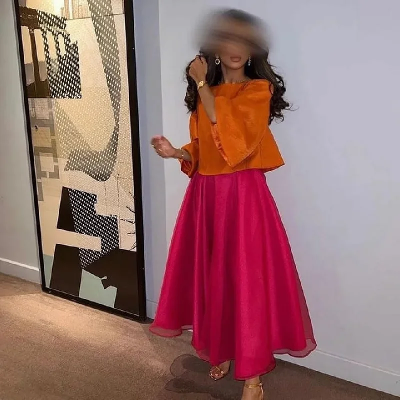 Boat Neck Vintage Evening Formal Saudi Arabia Two Piece Simple Elegant Party Dresses Gowns Women Robes 5OPEPX Tunics Silk luxurious