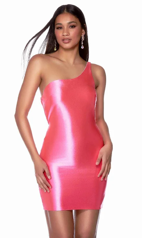 Alyce Paris 4705 - Cutout Back Satin Homecoming Dress Off-the-shoulder Chic Trendy