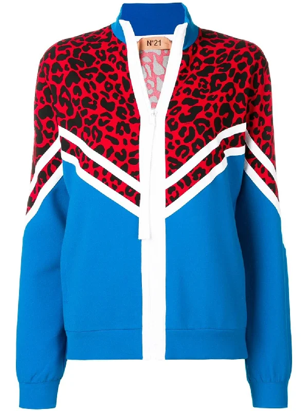 leopard-print zipped sweatshirt Oversized Hoodie Comfort Casual