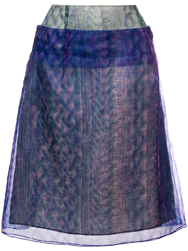 optical illusion print layered skirt belted skirt waist