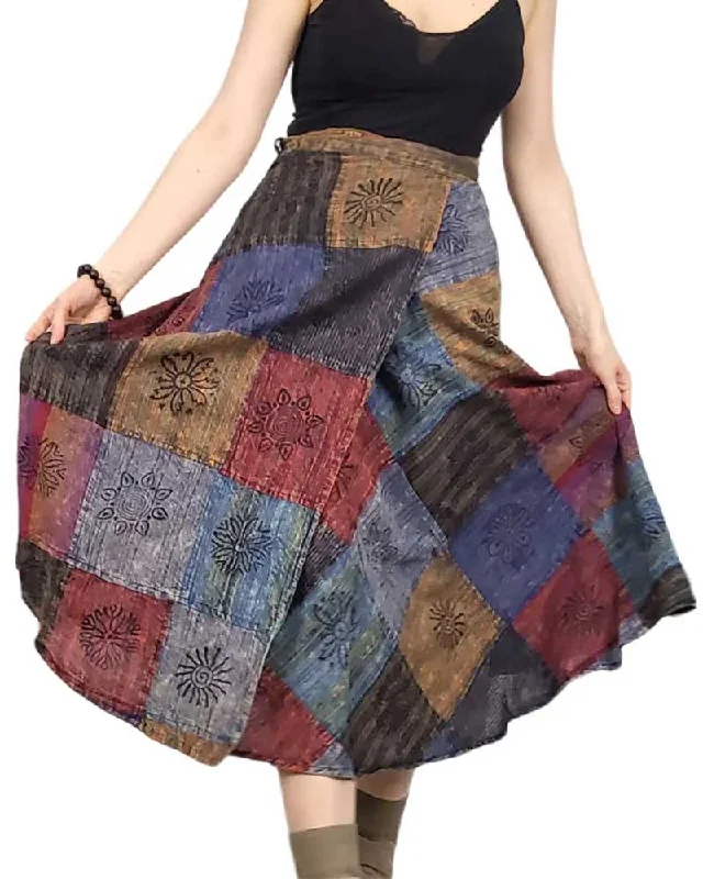 Patchouli Patch Wrap Skirt linen skirt relaxed