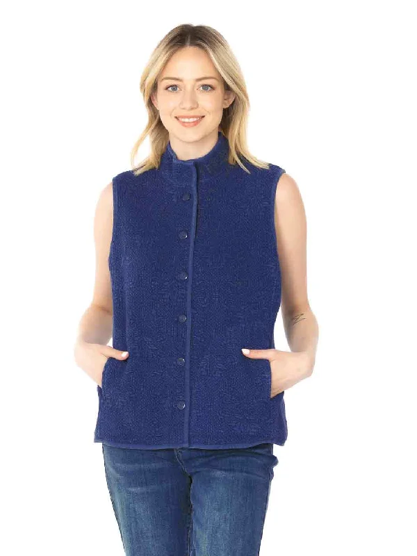 Tianello TENCEL™ "Vine" Cotton Jacquard Sleeveless "Oxford" Vest Jacket with Side Pockets Tailored Jacket Straight Jacket A-Line Jacket