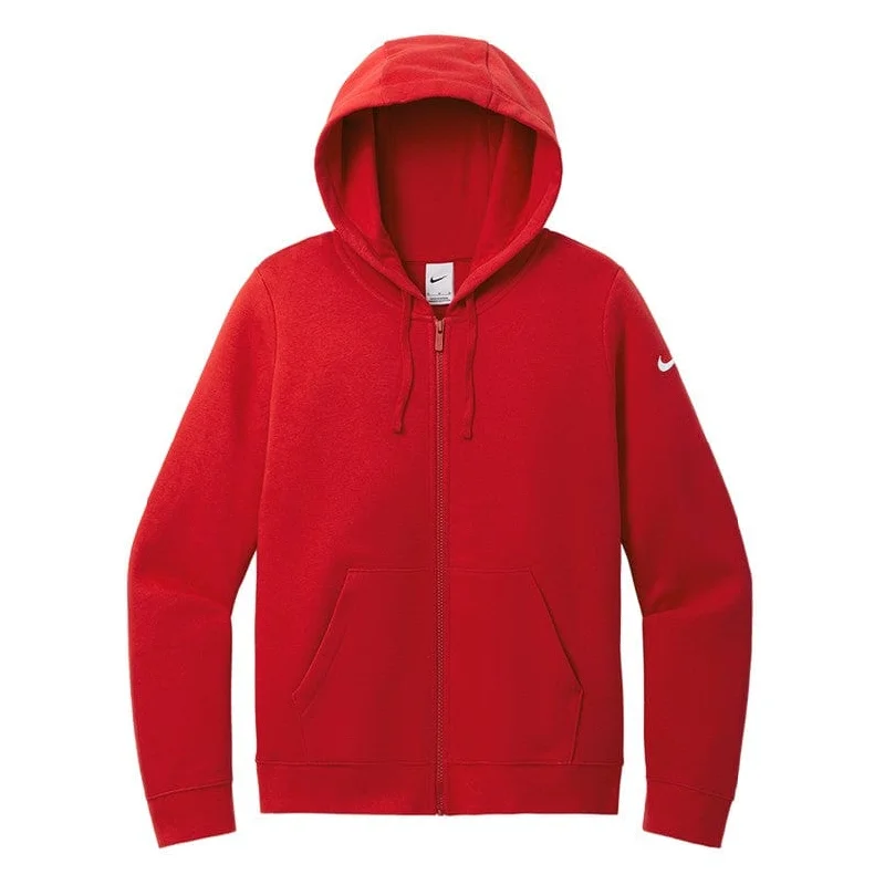 Nike - Women's Club Fleece Sleeve Swoosh Full-Zip Hoodie Hoodie with Applique Textured Unique