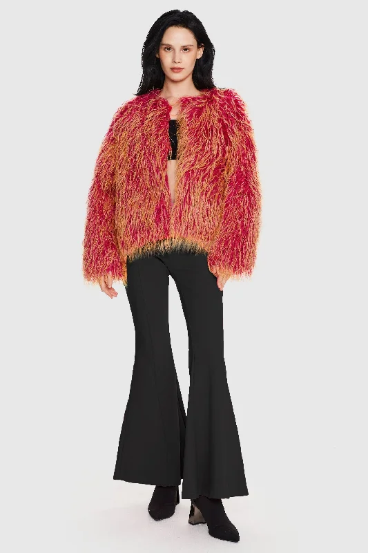 Puff-O O-Lab Shaggy Jacket - Two-Color Gradient Jersey Jacket Tulle Jacket Batik Jacket