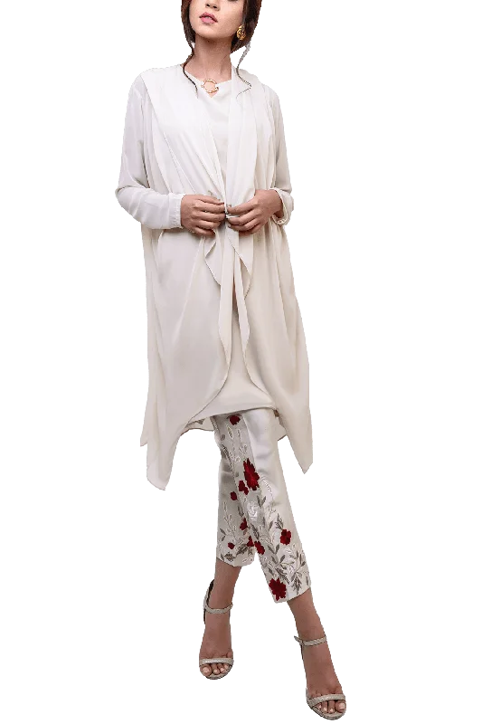 Natasha Kamal -  Floretta Georgette Chiffon Jacket & Tunic With Raw Silk Trousers Print Jacket Jacquard Jacket Patchwork Jacket