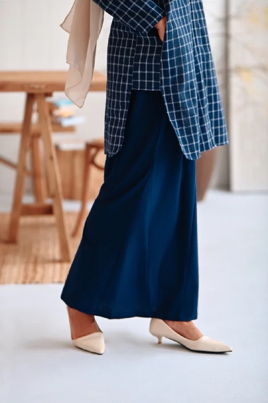 The Rehati Women Modest Glory Skirt - Navy Blue silk skirt sleek