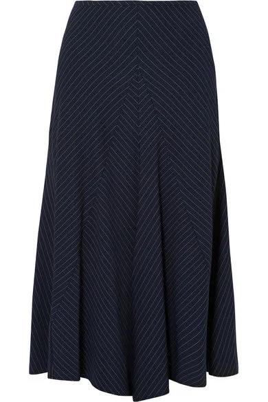 Asymmetric pinstriped woven midi skirt velvet skirt plush