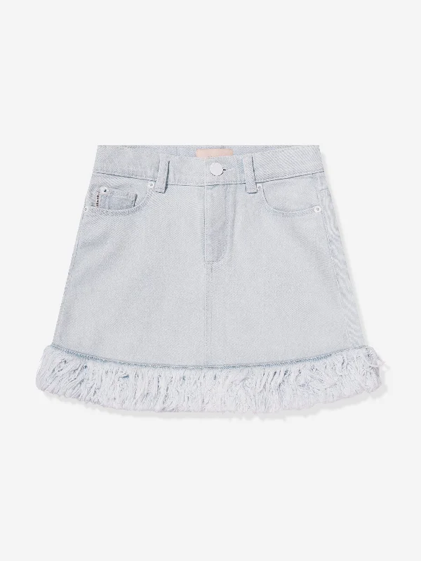 DL1961 Girls Jenny Denim Fur Mini Skirt in Blue wool skirt warm
