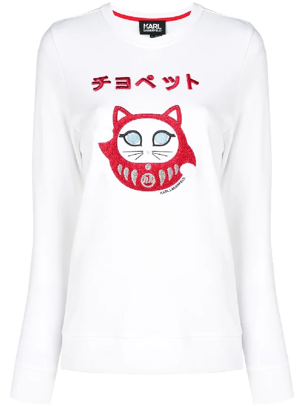 Ikonik Japan embroidered sweatshirt Hoodie with Raglan Sleeves Sporty Comfortable