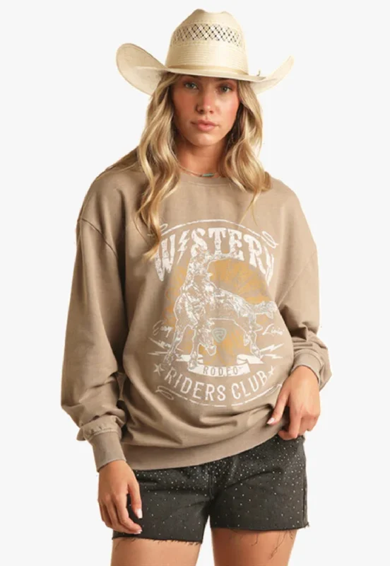 Rock & Roll Womens Oversized Sweatshirt Hoodie with Half-Zip Sporty Casual