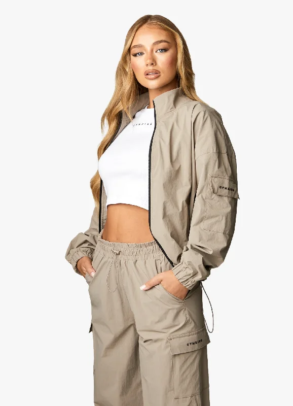 Gym King Utility Woven Jacket - Mocha Zippered Jacket Buttoned Jacket Snapped Jacket