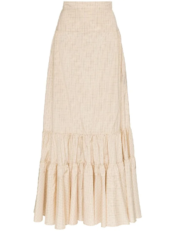 high-waisted tiered silk maxi skirt satin skirt smooth