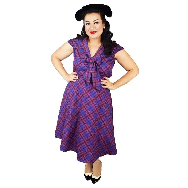 Penelope Plaid Swing Dress in Purple Tunics Travel practical