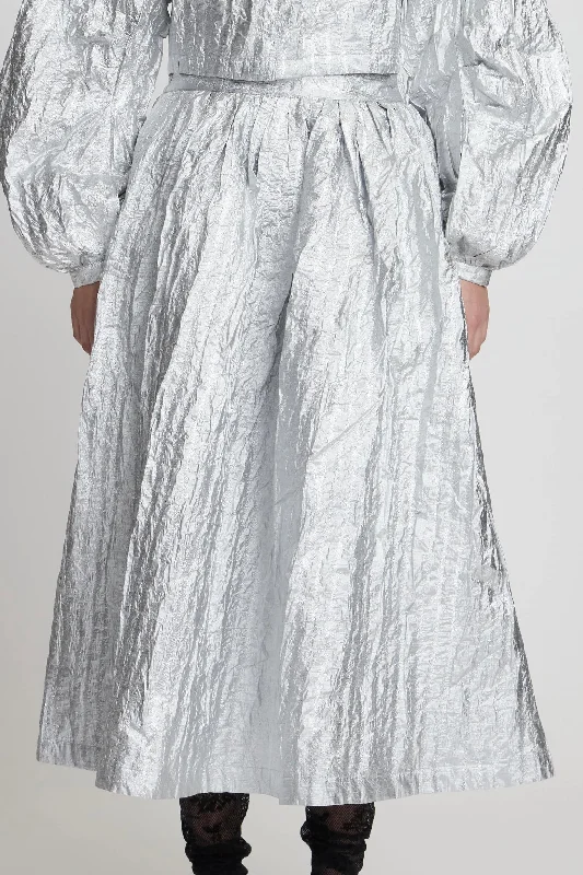 silver bomb skirt leather skirt modern