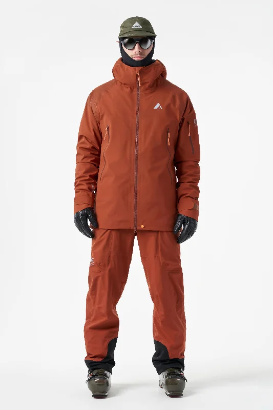 Men's MTN-X Glacier 3L Light Jacket-Dark Terracotta Herringbone Jacket Checkered Jacket Solid Jacket