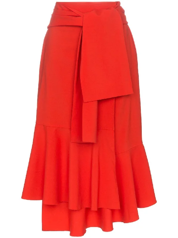 tie wrap wool midi skirt lace skirt elegant