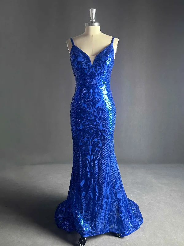 Camilla V Neck Mermaid Sequins Long Prom Dresses Tunics Fashionable trendy