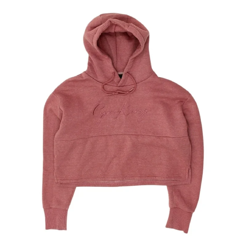 Gym King Womens Red Cropped Hoodie | Fitness Exercise Clothing Sportswear Hoody Hoodie with Metallic Shiny Futuristic
