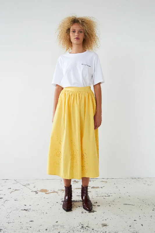 Embroidery Anglaise midi skirt cashmere skirt fine