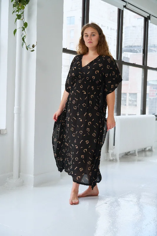 AZTEC KAFTAN DRESS | BLACK BLOCK PRINT Tunics Review highly