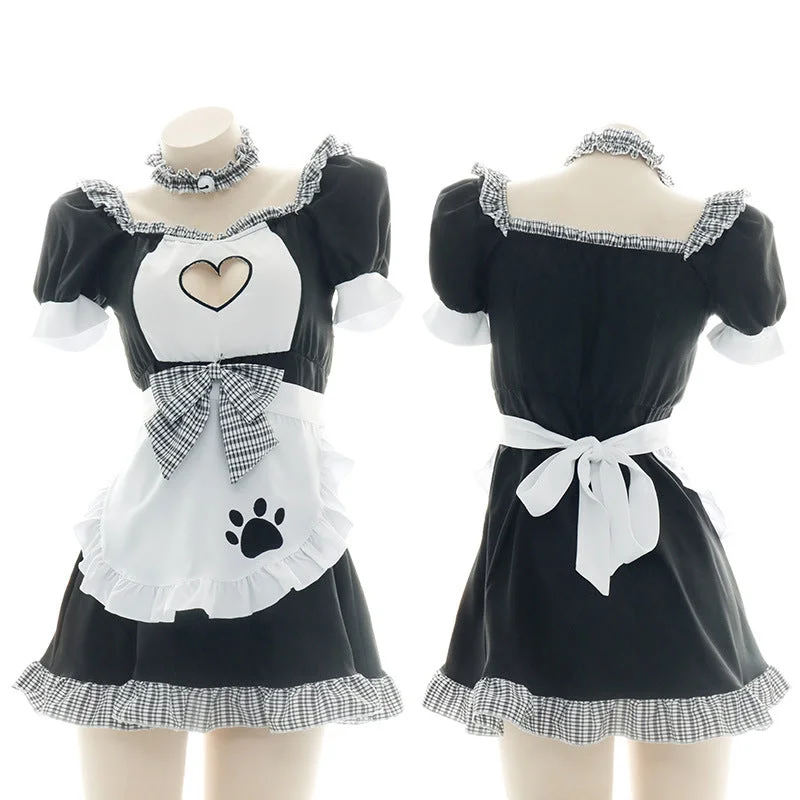 Japanese Sexy Maid Dress Keyhole Cat Tunics Mesh breathable