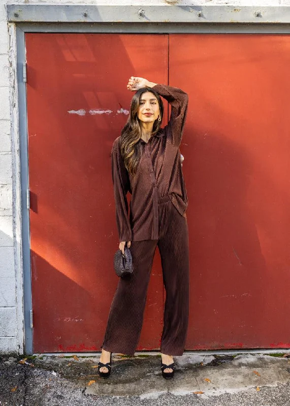 FRNCH Louise Pants- Chocolate ***FINAL SALE*** Relaxed Fit Trousers