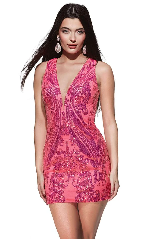 Alyce Paris 4894 - Wide Straps Sequin Ornate Cocktail Dress Tunics New arrival