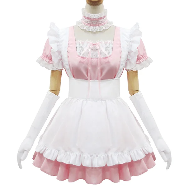 Pink Kawaii Japanese Maid Dress Tunics Corduroy durable