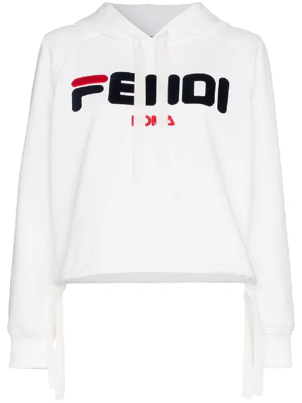 Fendi Mania logo cotton hoodie Hoodie with Drawstring Waist Adjustable Fitted
