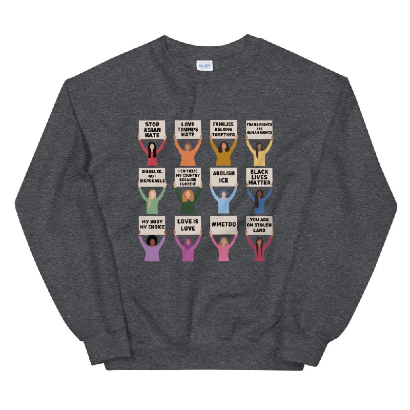 USA Protesting Women Crewneck Sweatshirt Hoodie with Half-Zip Sporty Casual