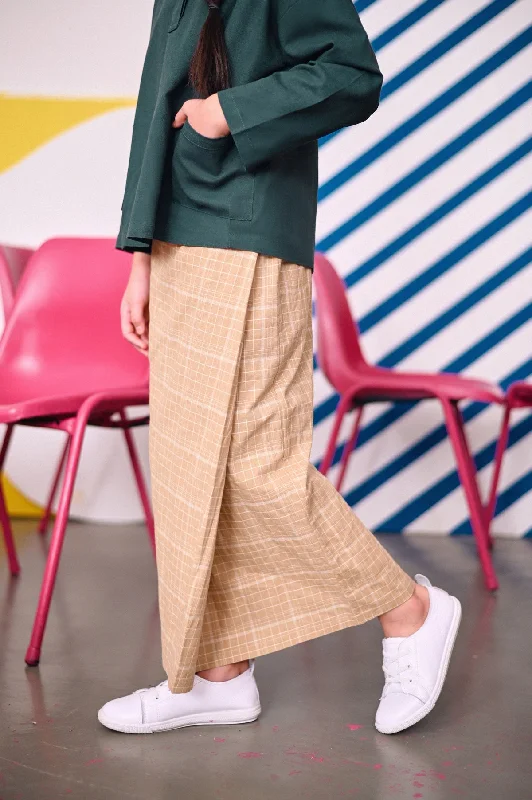 The Dulu Kita Folded Skirt - Kita Khaki Checked lace skirt delicate