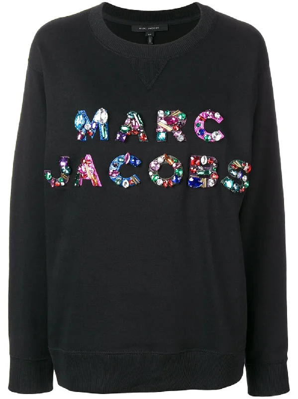 crystal-embellished sweatshirt Hoodie with Bell Sleeves Flared Feminine