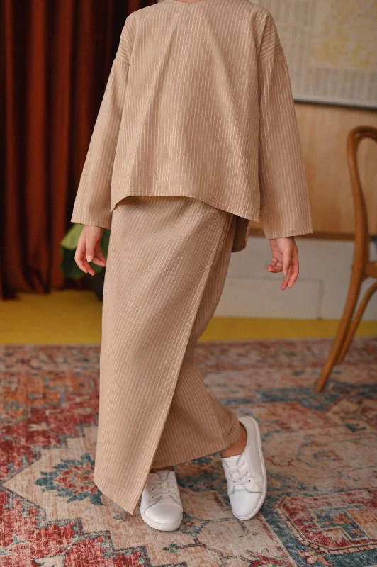 The Tanah Folded Skirt - Vanilla Stripe breathable skirt fabric