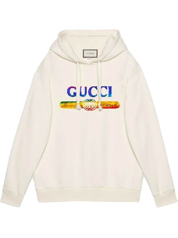 Sweatshirt with sequin Gucci logo Hoodie with Lace Feminine Delicate