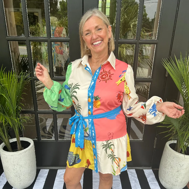 Vivi Aloha Dress | Tropical Print Off-the-shoulder Chic Trendy