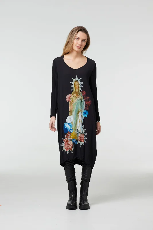 Madonna Drape Dress Tunics Fleece cozy