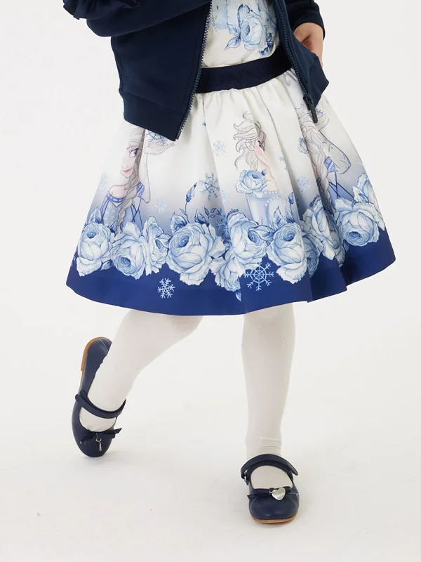 Monnalisa Girls Elsa Mikado Skirt in Blue slim fit skirt