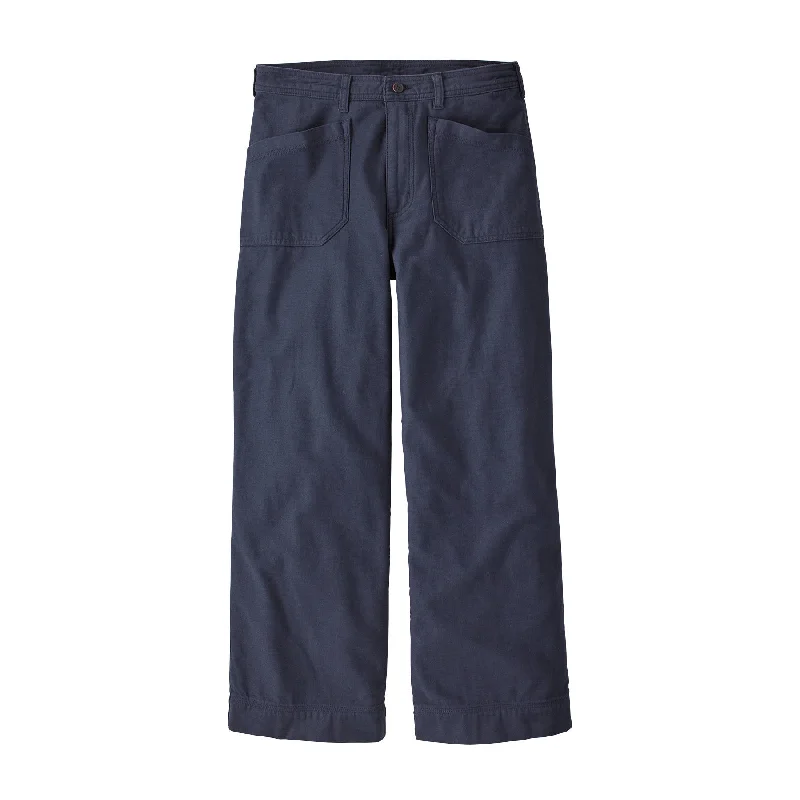 Women's Organic Cotton Slub-Woven Pants 28" Comfy Cargo Trousers