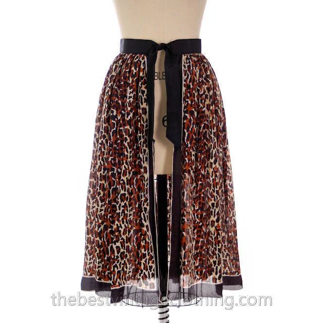Vintage Silk Over Skirt Leopard Printed 1950s One Size linen skirt relaxed