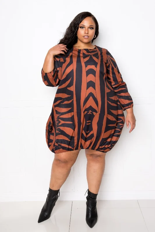 Zebra Bubbled Dress Tunics Practical easy-care