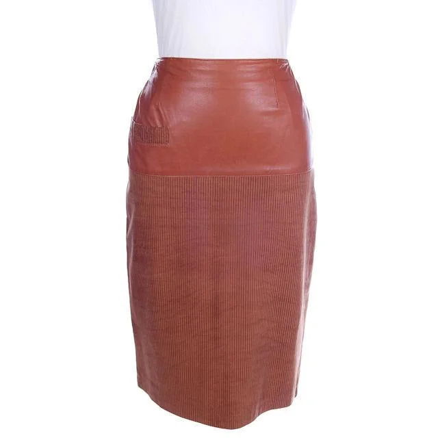 Vintage Leather  Skirt Tan St. Gillian 1980S Textured Lambskin  6 cotton skirt soft