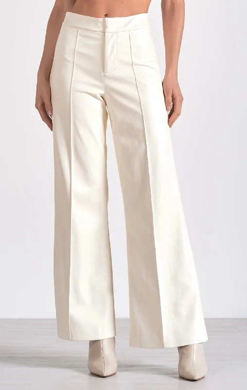 Winter White Faux Leather Pants High-Waist Yoga Pants