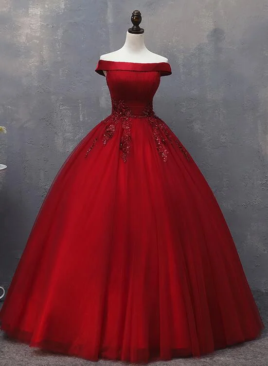 Glam Tulle Wine Red Formal Dress , Handmade Lace-up Party Dresses, Prom Gowns Tunics Wedding white