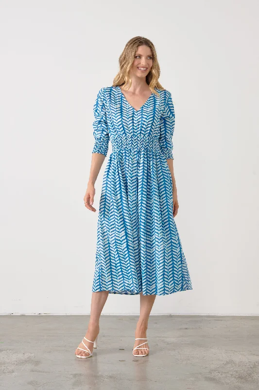 Batik Dress-Blue Tunics Luxurious premium