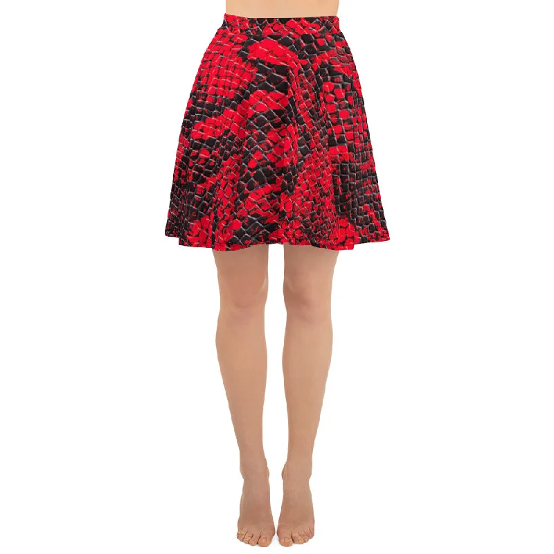 Graphic print red skirt for woman corduroy skirt cozy