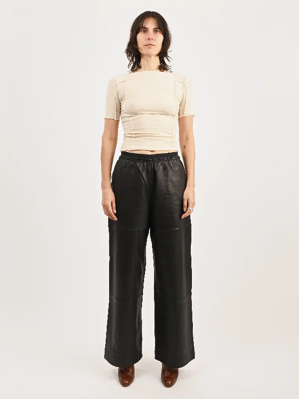 Black Lucie Leather Pant Soft Cotton Pants