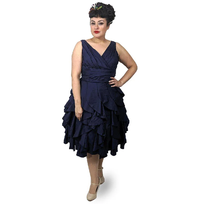 Florence Flounce Dress in Navy Tunics Leisure comfortable