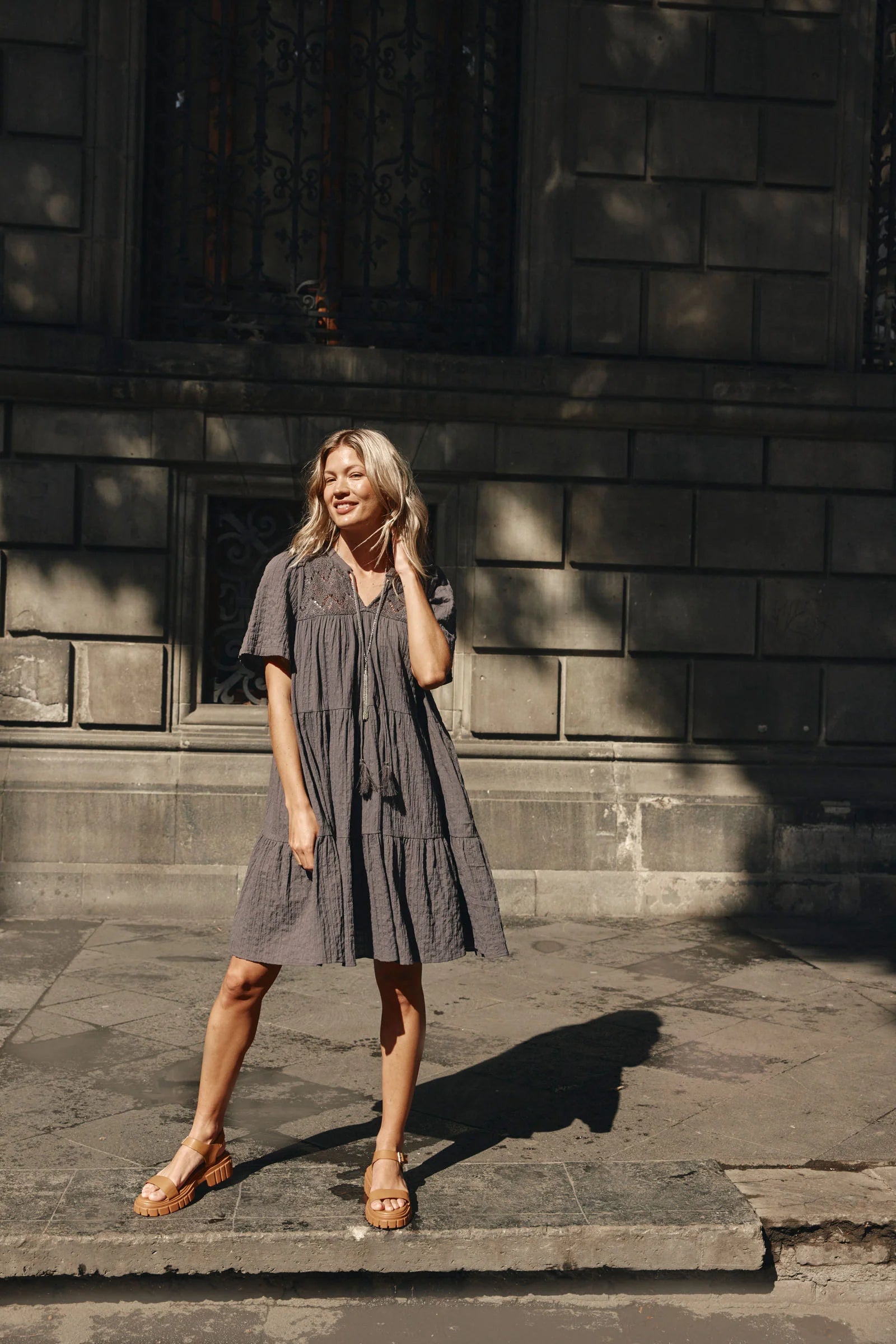 Fleur Dress-Graphite Tunics Stylish elegant
